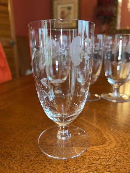 Set of 4 Princess House Crystal Heritage Design Iced Tea Glasses…..6” tall image