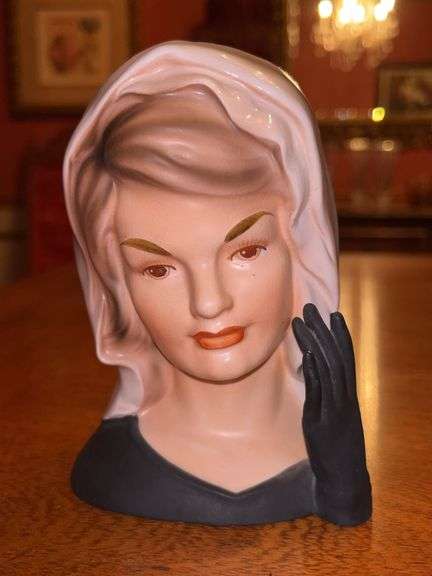 Vintage (1964) INARCO (E-1852) porcelain Jackie Kennedy Head Vase…..6” tall image