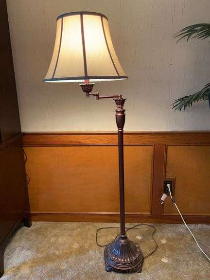 Incredible looking bronze-look swing arm floor lamp with 3-way switch……59” tall image