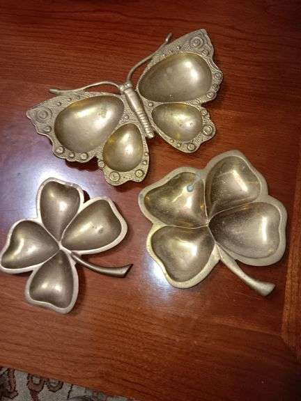 3 piece Brass Set: Butterfly and 2 Clover