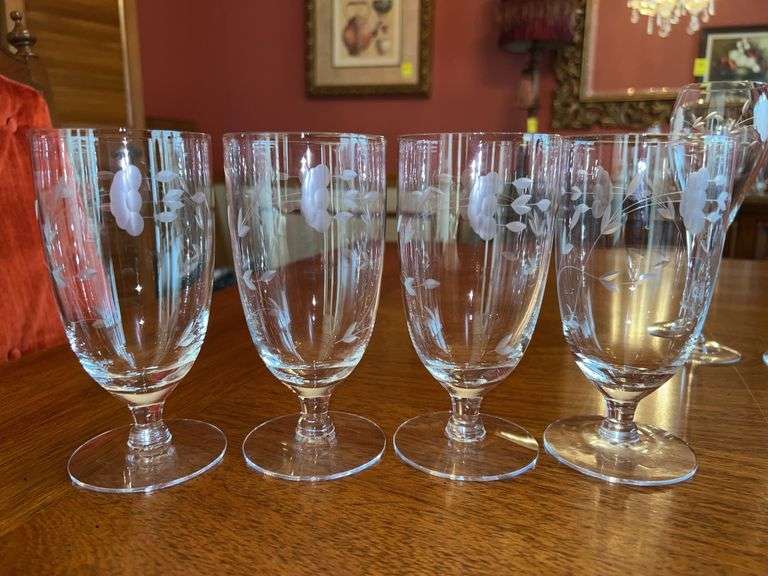 Set of 4 Princess House Crystal Heritage Design Iced Tea Glasses…..6” tall image