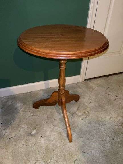 Vintage cherry side table/plant stand…..15-1/2”D x 21-1/2” tall image
