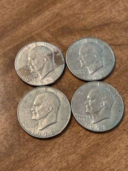 Set of 4 Eisenhower Dollars…..(3) 1972 that and (1) 1978…..all are mint mark D image