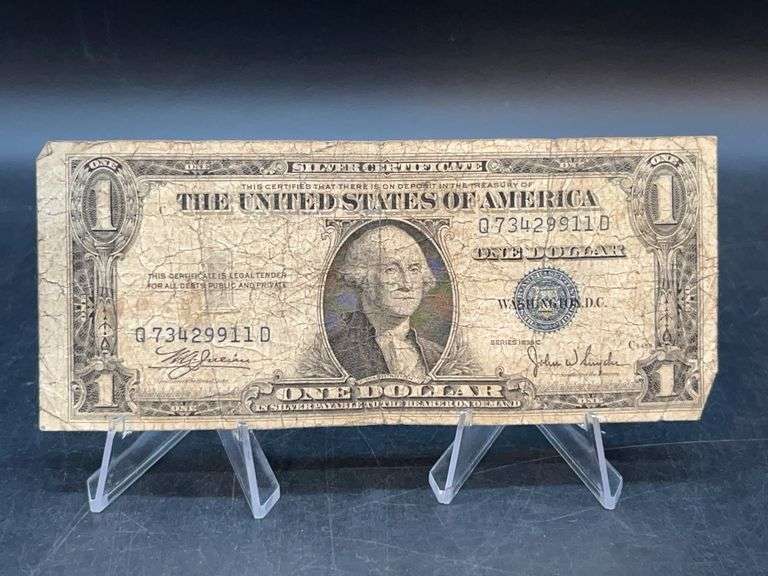 Blue Seal 1935C Series $1 Silver Certificate….very used condition image