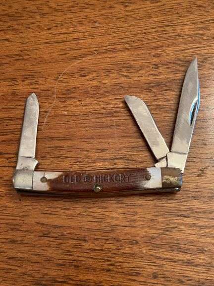 Vintage Old Hickory stag handle 3-blade pocket knife…..3-1/4” closed image