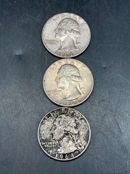 (3) 1964 silver quarters…..19 grams image