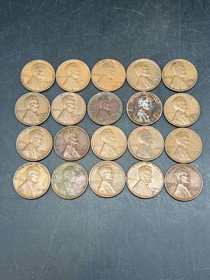 Grouping of 20 various year wheat pennies image
