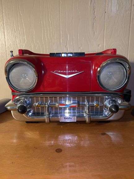 Randix CR-1957 Chevy Radio AM/FM Stereo Cassette Player…..does power up and can hear static but could not pick up a station….tape deck opens/closes easily image