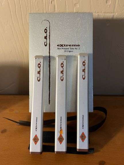 C.A.O. Extreme Box Pressed Tubo No. 2 Cigar Box with ribbons and 3 cigar tubes image