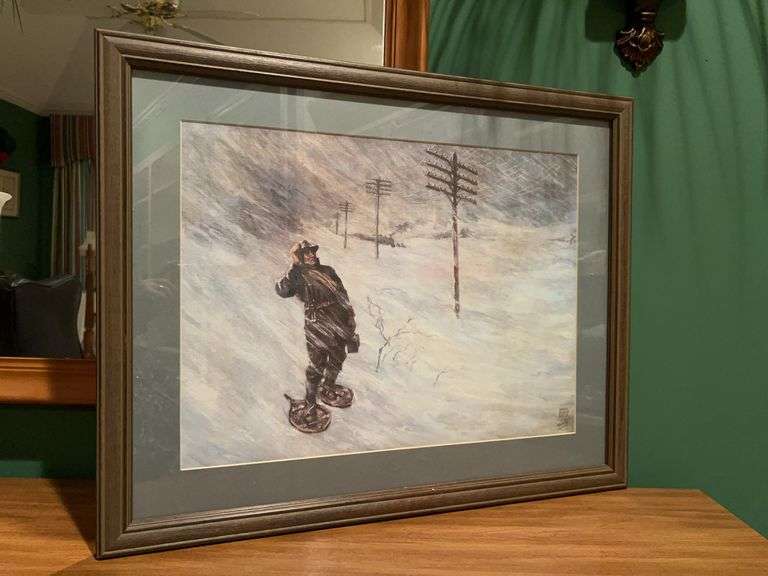 Vintage Framed Bell System "Spirit of Service" Print by Ernest Hamlin Baker…..24-1/2 x 20 image