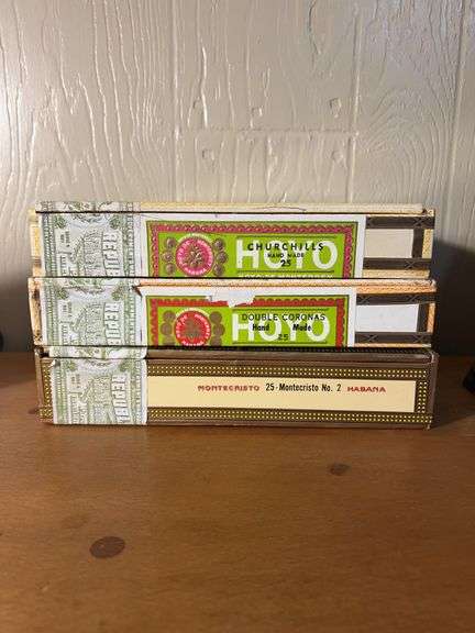 Grouping of 3 vintage cigar boxes with original seals (broken) image