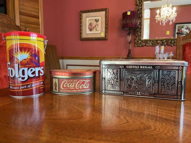 Grouping of 3 advertising tins….7-3/4, 3 and 4-1/2” tall image