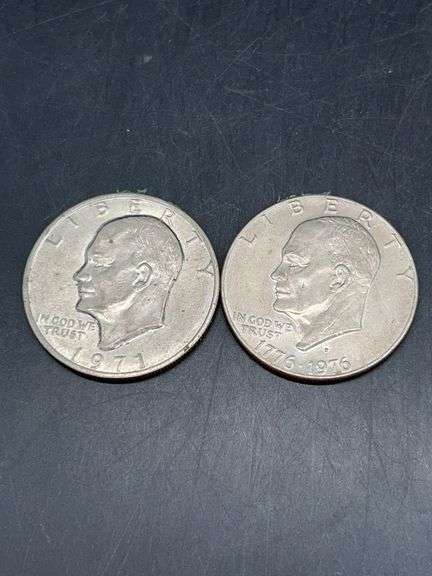 (2) Eisenhower Dollars…..1971 and Bicentennial image