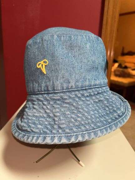 Grouping of ladies denim bucket hats (see all pics)…..one had pins all around and khaki is Liz Claiborne image