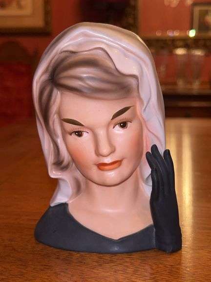 Vintage (1964) INARCO (E-1852) porcelain Jackie Kennedy Head Vase…..6” tall image