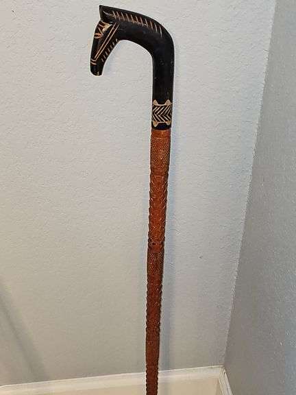 36-in tall handcrafted horse head cane.