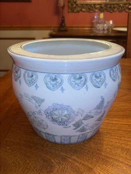 Asian-influenced planter/fish bowl…..10-1/4”D x 8-1/2” tall image