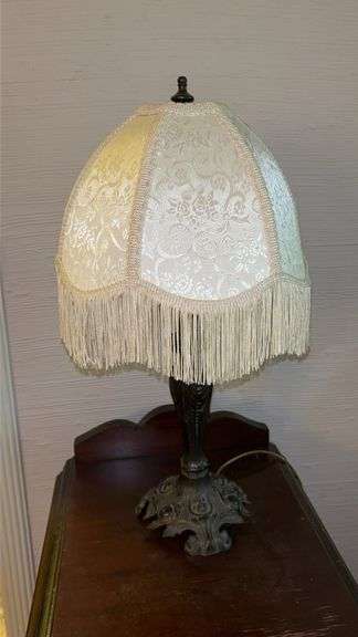 Victorian Style Lamp with ornately designed tassel shade…..19-1/2” tall image