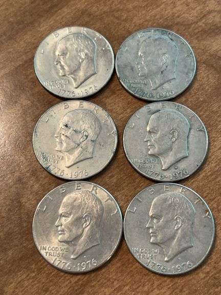 Set of (6) Bicentennial Eisenhower Dollars image
