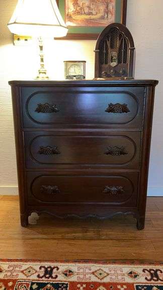 Antique Davis Cabinet Company black walnut 3-drawer chest….. 37-1/2 x 20-1/2 x 40-1/2 tall image