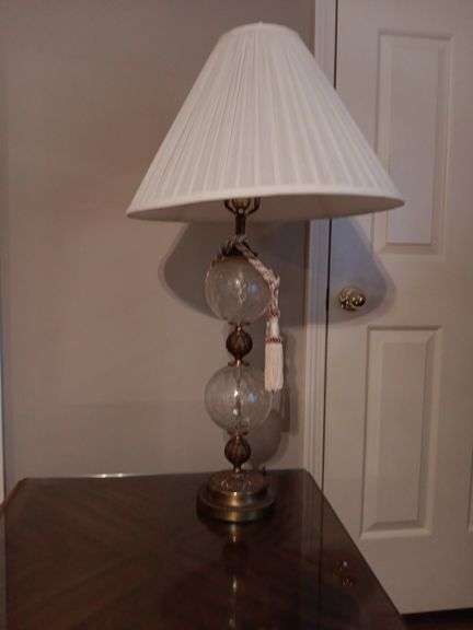 Cracked Glass 36" Lamp with Brass Base