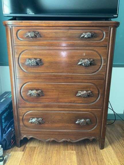 Vintage Davis Cabinet Co. solid black walnut4-drawer chest….37-1/2 x 20-1/2 x 46-1/2 tall image