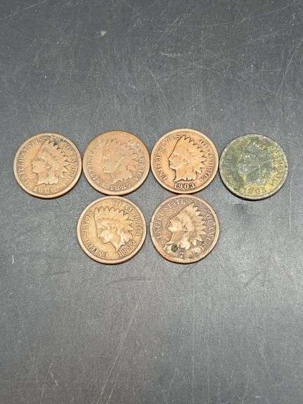 (5) Indian Head pennies…..years 1885, 1888, 1892, 1903, 1905 image