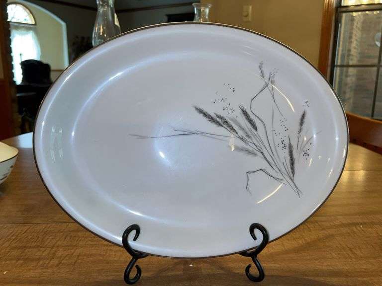 Easterling Ceres China Oval Platter with platinum rim…..14 x 10-1/2 image