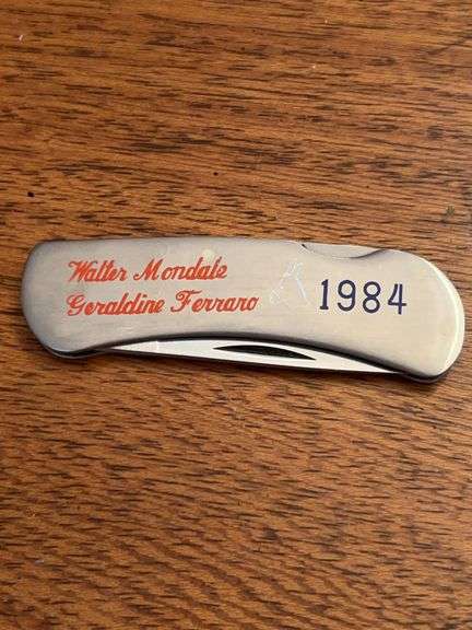 vintage Case XX M1054L Lockback Knife, featuring the 1984 Mondale-Ferraro Democratic presidential campaign…..3-1/8” closed image