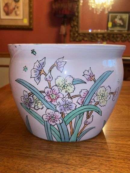 Oriental Garden ceramic planter/fish bowl…..9-1/2”D x 7-1/4” tall image