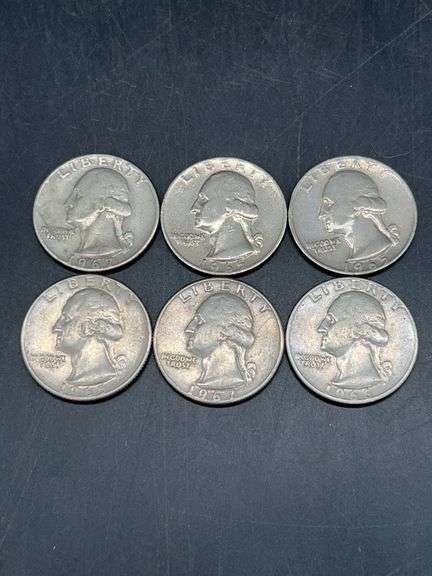1960s quarters, circulated, no mint marks…..(3) 1965, 1966, (2) 1967 image