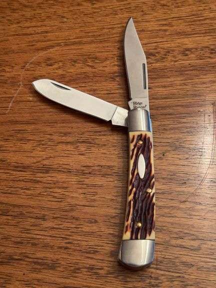 Ridge Runner dual blade folding knife with acrylic stag-look handle….in original box image