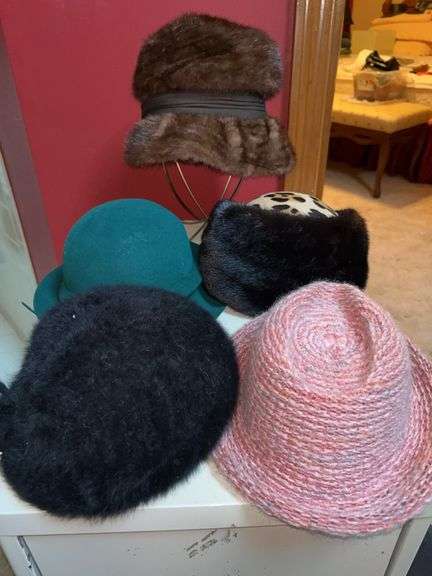 Grouping of ladies hats……no verification that any of the furs are authentic image