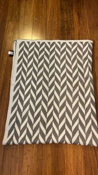 Super soft gray & white Chevron pattern Berkshire Blanket lap throw image