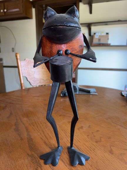 Fun Frog Playing drum home decor piece….16” tall image