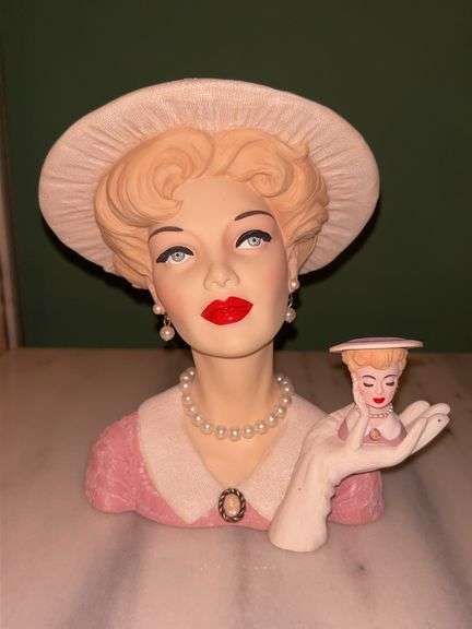 2002 Special Collector’s Edition Signed Limited Edition (339/500) Cameo Girls Deluxe Lady Vase - 10th Annual Head Vase Convention - “Abigail 1953 Heads Up”…..6-3/4” tall and in original box image