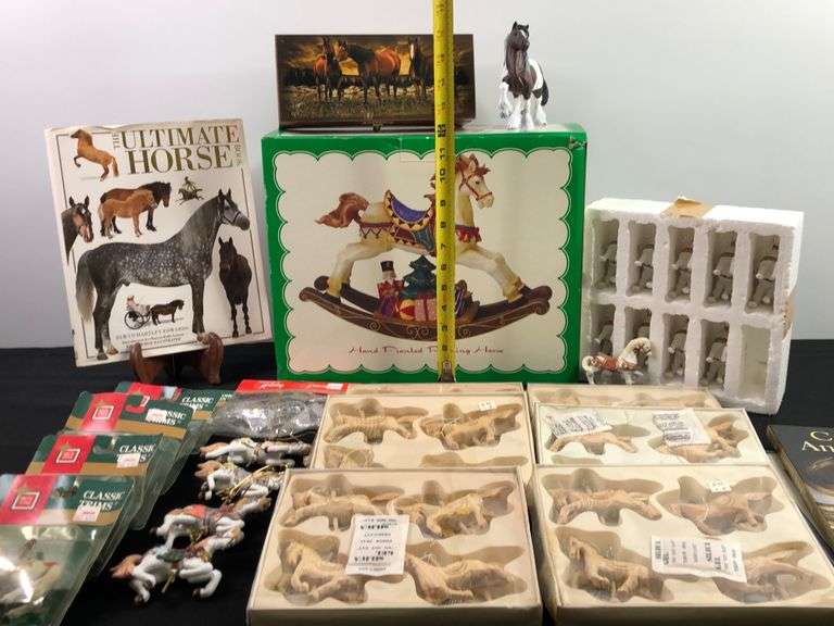 Large lot of Small Carousel Horses and Books