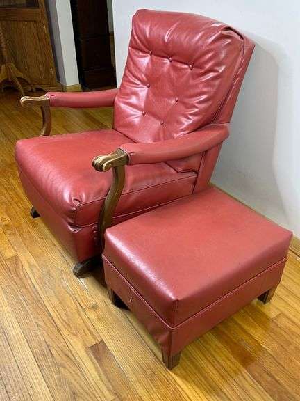 Vintage Red Rocker and Footstool