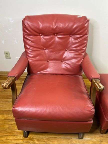 Vintage Red Rocker and Footstool