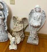 Lot of Angel Bird Baths and Eagle Statue