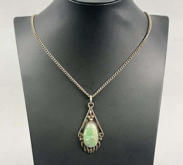 Navajo Sterling Pendant & Unmarked Necklace image