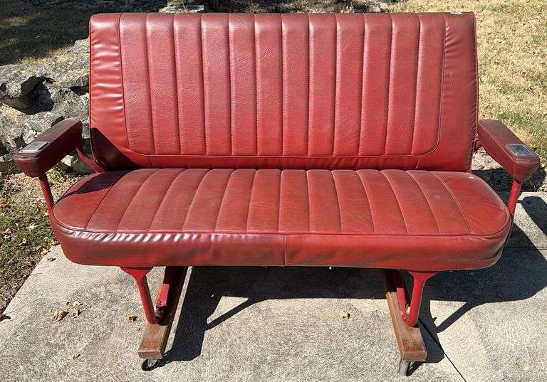 Red Vinyl Retro Car Seat on Rollers image