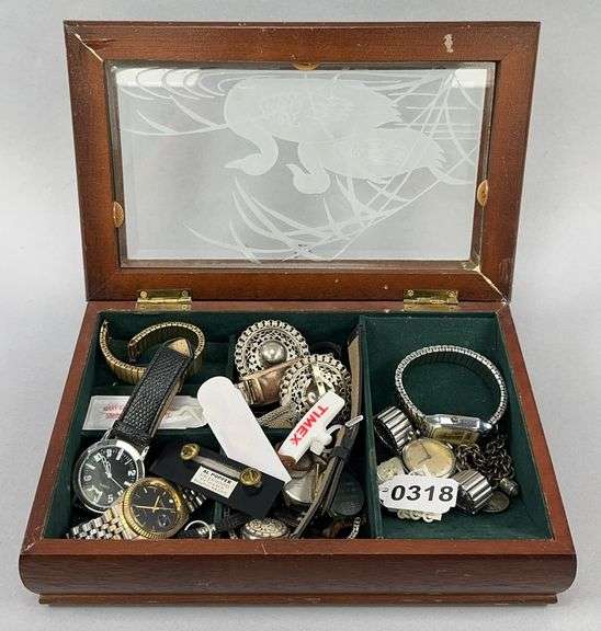 Jewelry Display Box with Watches & Contents image