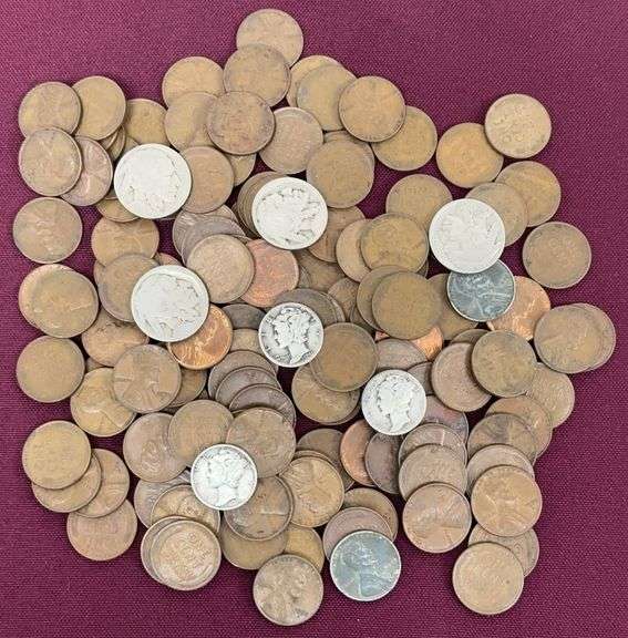 Mercury Dimes, Buffalo Nickels, & Wheat Pennies image