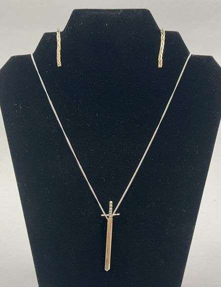 Sterling Sword Necklace & Sterling Earrings image