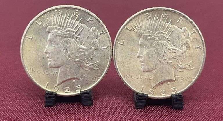 (2) 1925 Silver Peace Dollars image