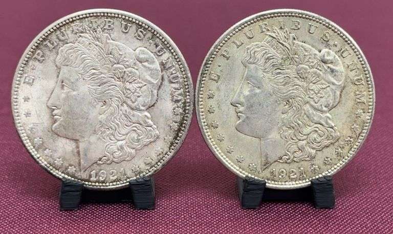 (2) 1921 Morgan Silver Dollars image