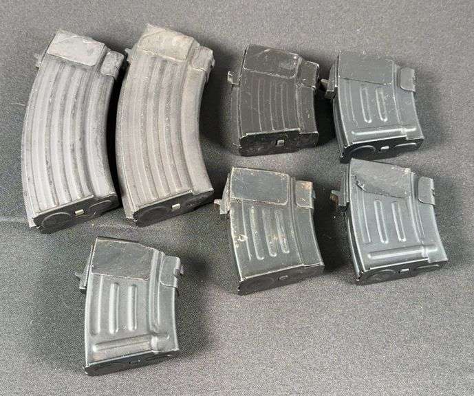 (5) Small & (2) Slightly Larger Assorted Metal AK-47 Magazines image