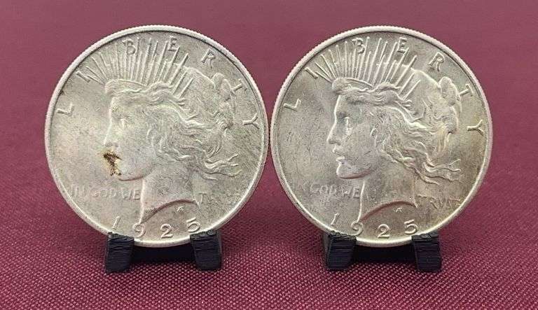 (2) 1925 Silver Peace Dollars image