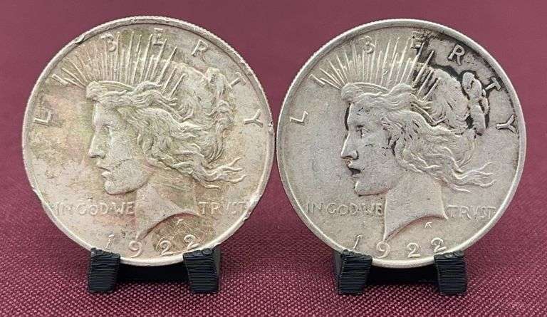 (2) 1922 Silver Peace Dollars image